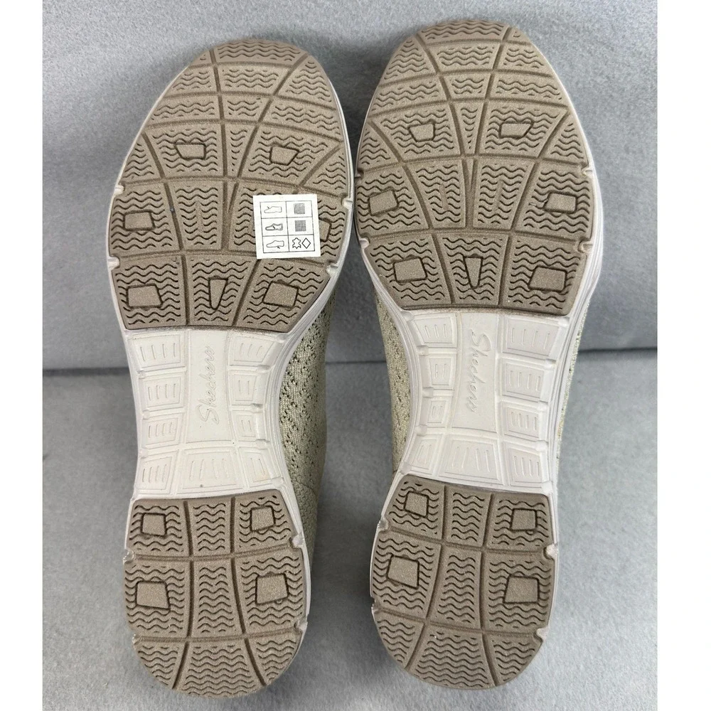 Skechers Seager Stat Classic Fit Women 9 Taupe Knit Memory Foam Slip On Loafers